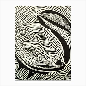 Cookie Cutter Shark Linocut Canvas Print