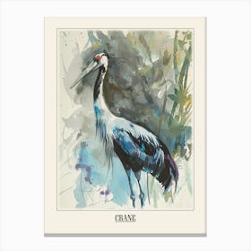 Crane Colourful Watercolour 1 Poster Canvas Print