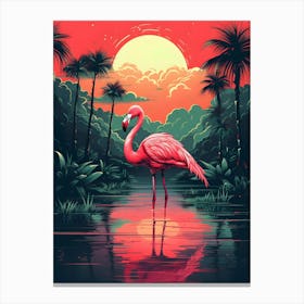 Flamingo At Sunset Canvas Print