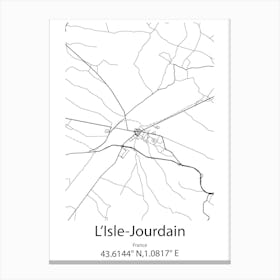 L Isle Jourdain,France Minimalist Map Canvas Print