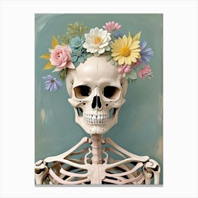 Floral Crown Skeleton Canvas Print