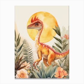 Rainbow Watercolour Archaeopteryx Dinosaur 1 Canvas Print