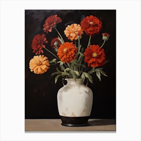 Bouquet Of Marigold Flowers, Autumn Fall Florals Painting 2 Canvas Print