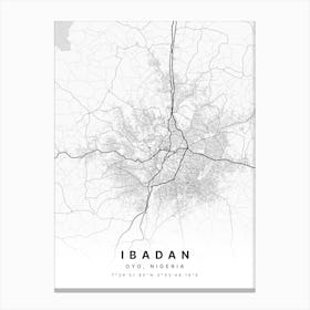 Ibadan Oyo Nigeria White Map Canvas Print