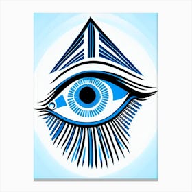 Digital Art, Symbol, Third Eye Blue & White 1 Canvas Print