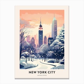 Winter Night  Travel Poster New York City Usa 1 Canvas Print