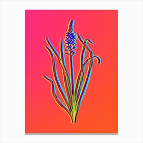 Neon Wild Asparagus Botanical in Hot Pink and Electric Blue Canvas Print