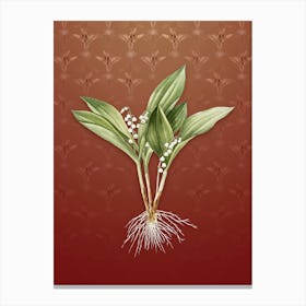 Vintage Lily of the Valley Botanical on Falu Red Pattern n.1601 Canvas Print