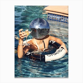 Disco Ball In The Pool Canvas Print