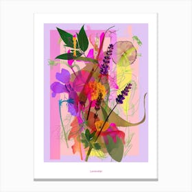 Lavender 2 Neon Flower Collage Poster Canvas Print