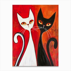 Black And White Cats 7 Canvas Print