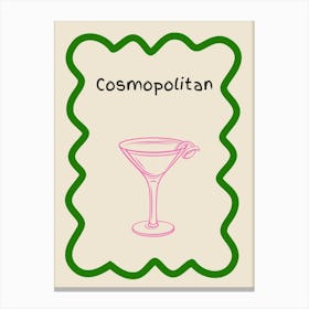 Cosmopolitan Doodle Poster Green & Pink Canvas Print