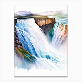 Gullfoss Waterfall, Iceland Water Colour (2) Canvas Print