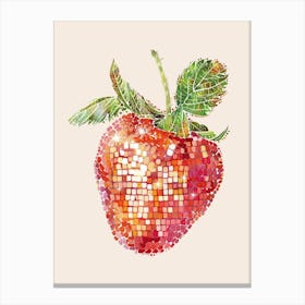 Disco Ball Strawberry Art Disco Poster Trendy Aesthetic Art Food Kitchen Canvas Print