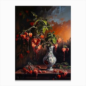 Baroque Floral Still Life Bleeding Hearts Dicentra 2 Canvas Print