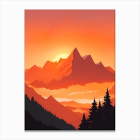 Misty Mountains Vertical Composition In Orange Tone 270 Canvas Print