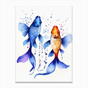 Twin Goldfish Watercolor Painting (73) Canvas Print