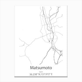 Matsumoto,Japan Minimalist Map Canvas Print