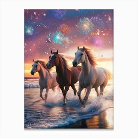 Horses On The Beach Canvas Print