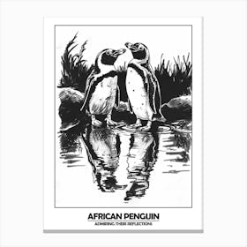 Penguin Admiring Their Reflections Poster 1 Canvas Print
