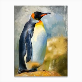 King Penguin Bleaker Island Colour Block Painting 4 Canvas Print