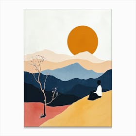 Meditating In The Mountains, Minimalism Canvas Print