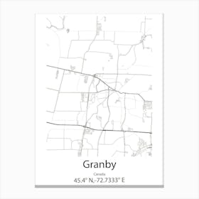 Granby,Canada Minimalist Map Canvas Print