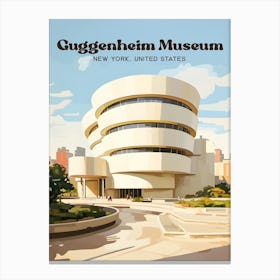 Guggenheim Museum New York USA Architecture Travel Illustration Canvas Print