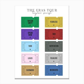 Eras Tour taylor swift album titles Canvas Print