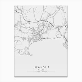 Swansea United Kingdom Map Canvas Print