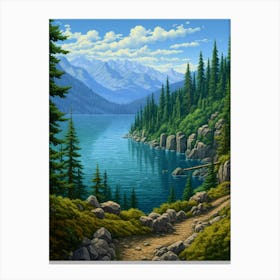 Lake Chelan Washington Pointillism 9 Canvas Print