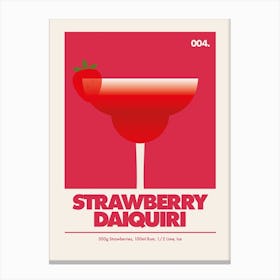 Strawberry Daiquiri, Cocktail Print (Deep Pink) Canvas Print