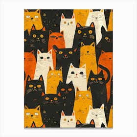 Repeatable Artwork With Cute Cat Faces 9 Canvas Print
