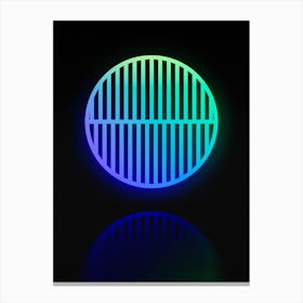 Neon Blue and Green Abstract Geometric Glyph on Black n.0047 Canvas Print