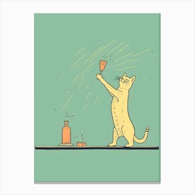 Cat Drinking Wine 1 Canvas Print