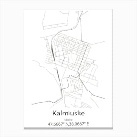 Kalmiuske,Ukraine Minimalist Map Canvas Print