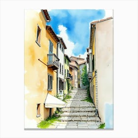 Watercolor Sketch Of A Street In Italy Canvas Print