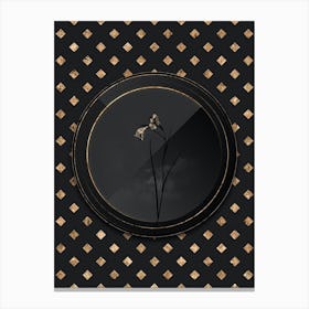 Shadowy Vintage Blue Pipe Botanical in Black and Gold Canvas Print
