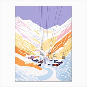 Andermatt   Switzerland, Ski Resort Pastel Colours Illustration 0 Canvas Print