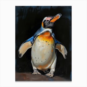 Galapagos Penguin Bleaker Island Colour Block Painting 3 Canvas Print