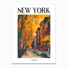 Fordham New York Colourful Silkscreen Illustration 4 Poster Canvas Print