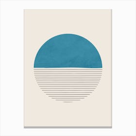 Minimalist Lines Circle Blue Canvas Print