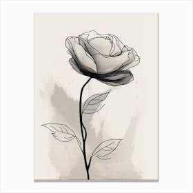Line Art Roses Flowers Illustration Neutral 11 Canvas Print