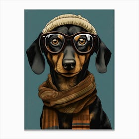 Dachshund Dog Wearing Glasses Canvas Print