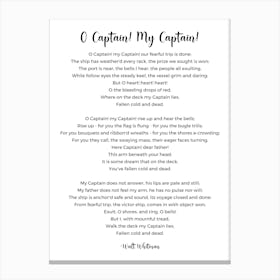 O Captain! My Captain! Poem By Walt Whitman Canvas Print