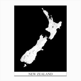 New Zealand White Black Map Canvas Print