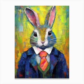 Cute Fashionable Rabbit In Suit 2 Canvas Print