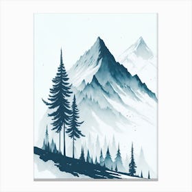 Mountain And Forest In Minimalist Watercolor Vertical Composition 280 Canvas Print