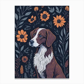 Floral Dog Portrait Boho Minimalism (34) Canvas Print