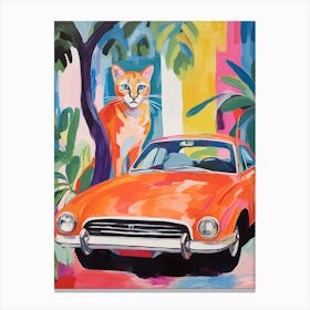 Pontiac Firebird Vintage Car With A Cat, Matisse Style Painting 2 Canvas Print